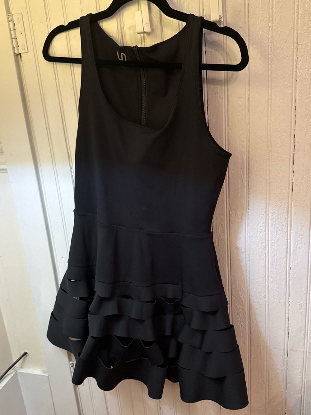 Sleeveless Black Ruffle Hem Mini Dress